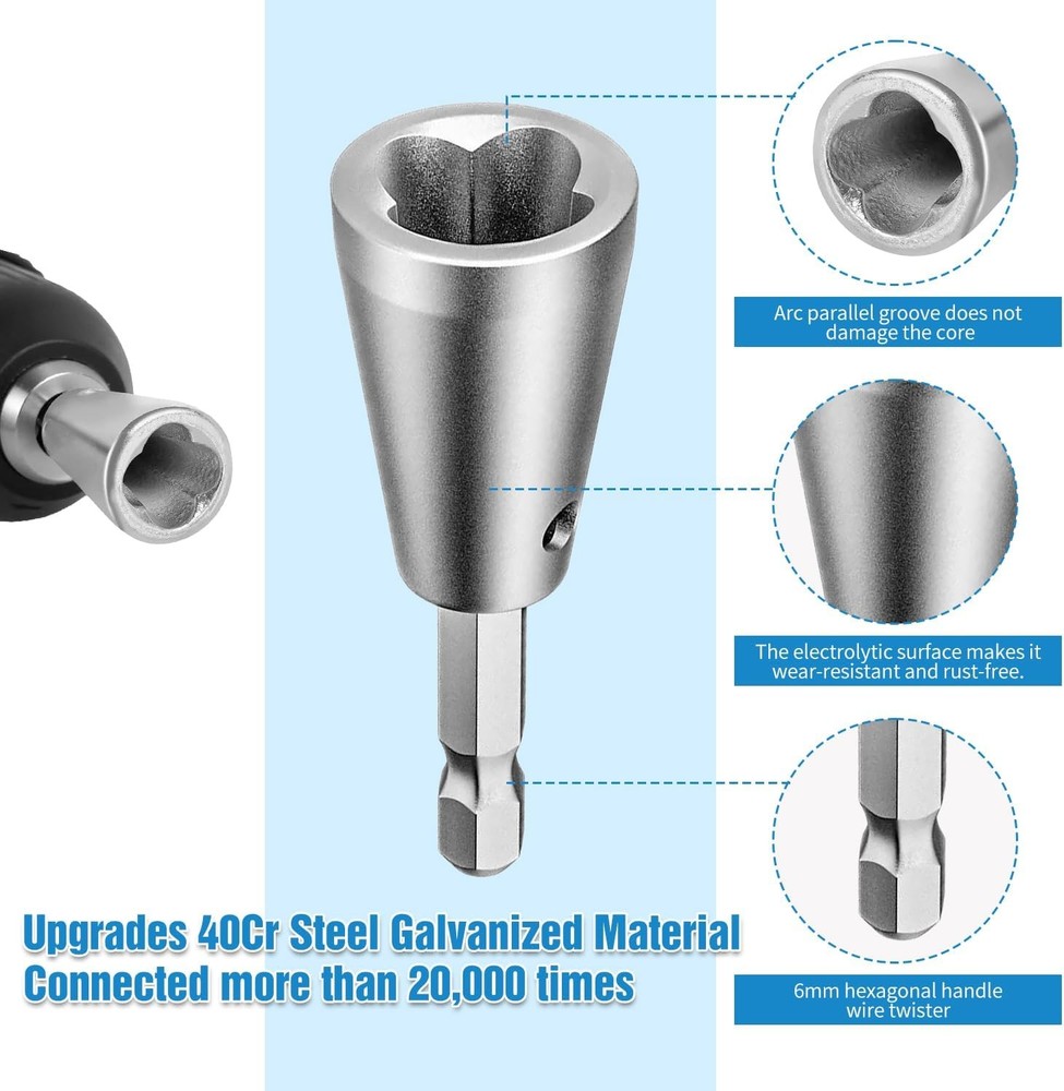 Wire Twister Tool for Drill, 2025 Upgrades Nut Silver