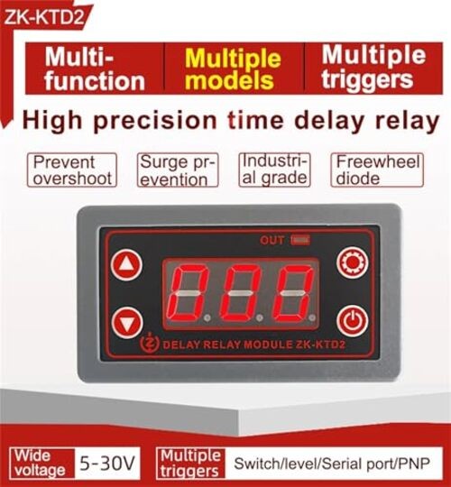ZK-KTD2 DC 5-30V Delay Relay Module, 5A Multi-Function Timer for Industrial
