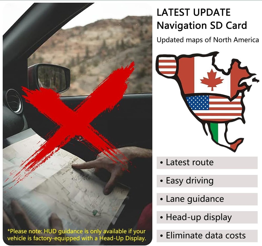 Upgraded Navigation SD Card - , Offline GPS Map & HUD Support, Compatible wit...