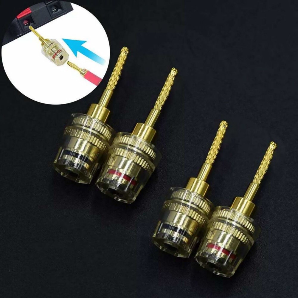 4Pcs 4mm HIFI Cable Banana Adapter Plug Pin Interface(2mm) Connector Replacement