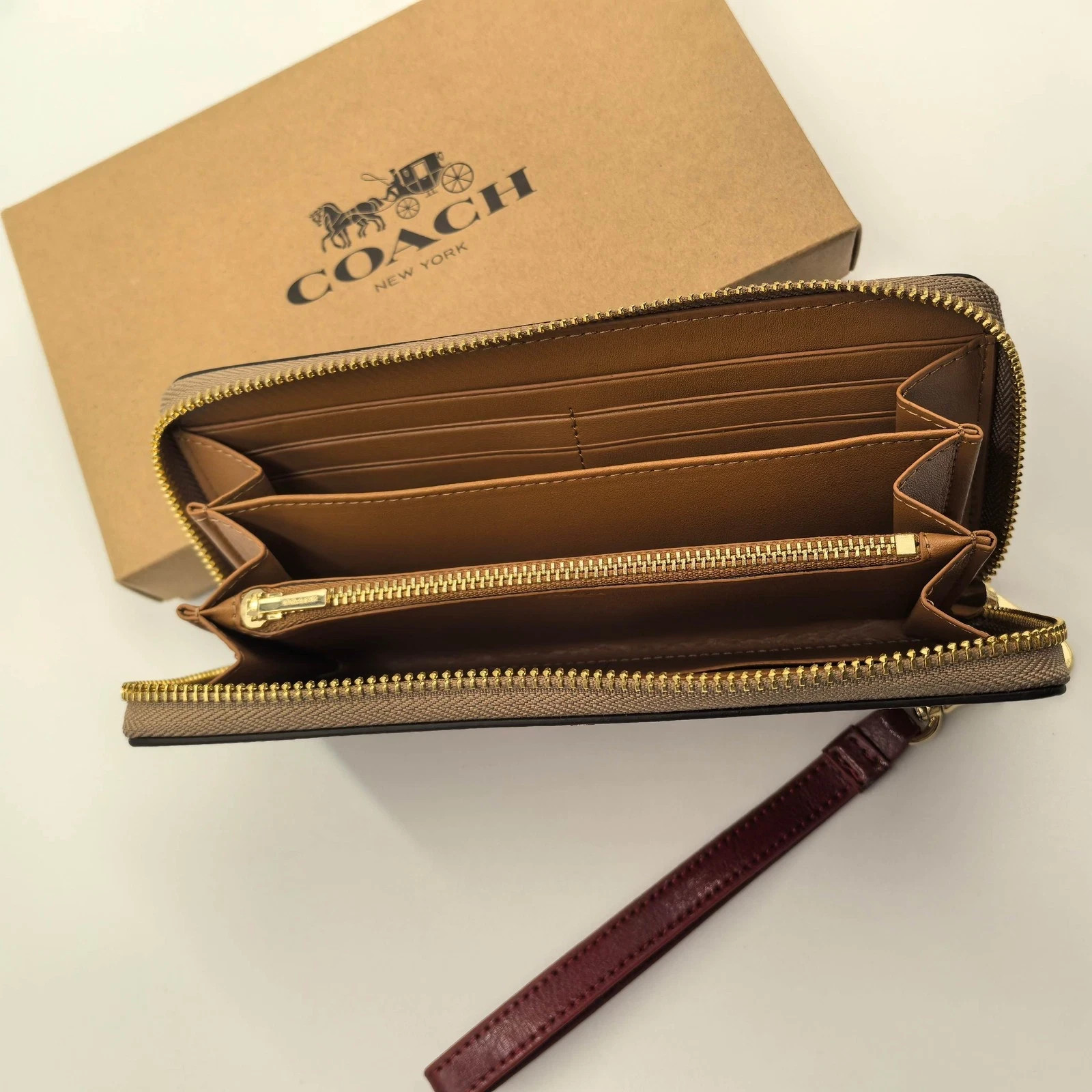 2026 COACH Long Zip Around Wallet In Signature Canvas With Cherry Print CZ328