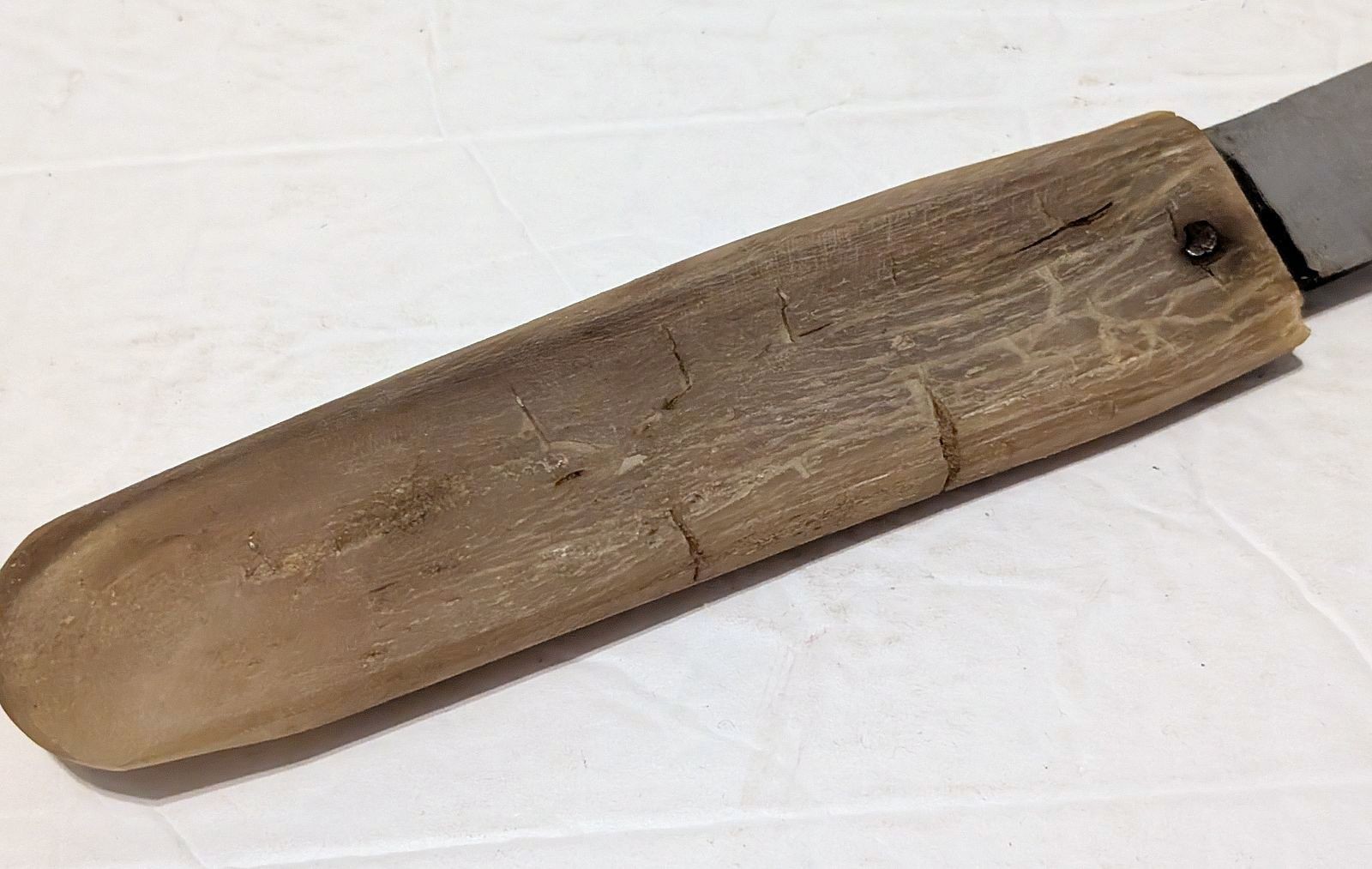 Antique Primitive Handmade Knife with Bovine Bone/Horn Handle