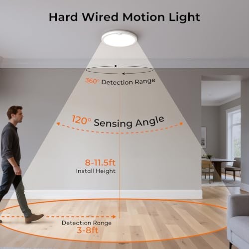 Motion Sensor Ceiling Light with Remote, Night Light 2000K, 8.7 Inch 1 Pack