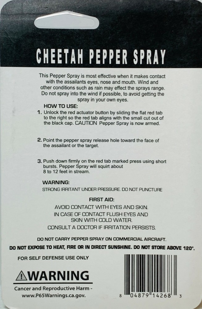 Cheetah Pepper Spray Maximum Strength W/Leather Case Self Defense Security Black