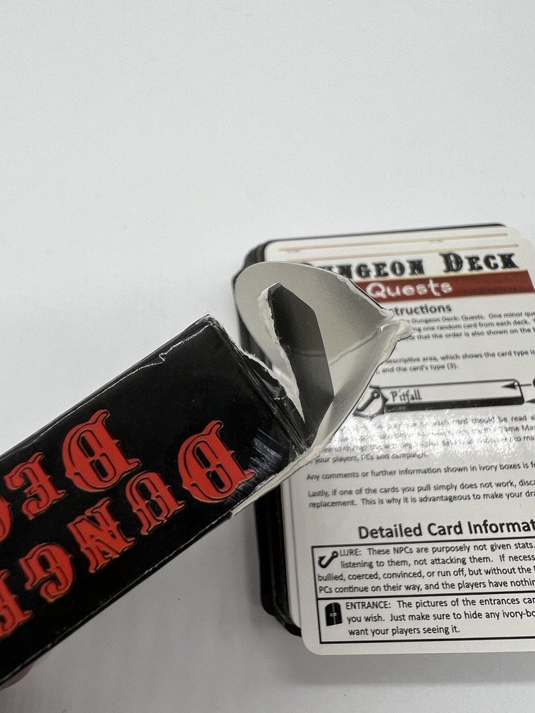 Dungeon Deck: Quests The Original 30-Second Dungeon Creator D&D RPG Supplement
