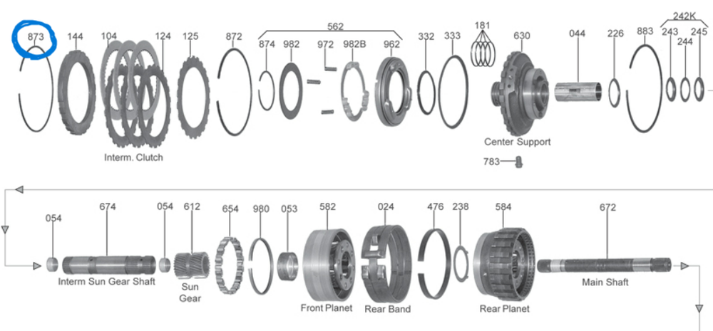TH400 4L80E Heavy Duty Intermediate Clutch Adjustment Snap Ring - .108" Thick