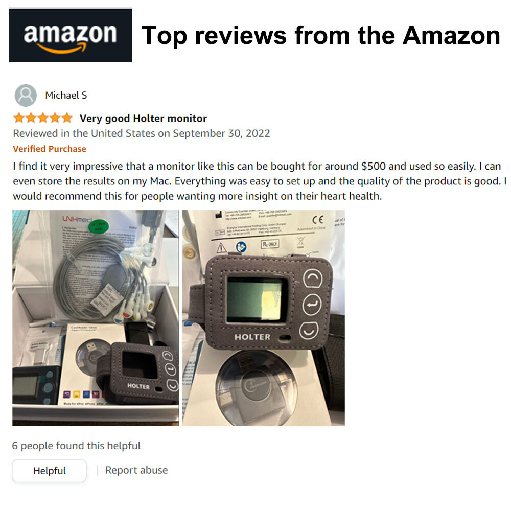 12 Lead Holter Monitor Recording 24h ECG and Heart Rate AI Analysis Abnormal ECG