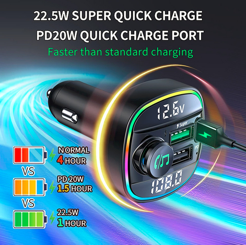 Bluetooth 5.0 FM Transmitter Car MP3 Player 2 USB Charger Receiver Adapter Kit