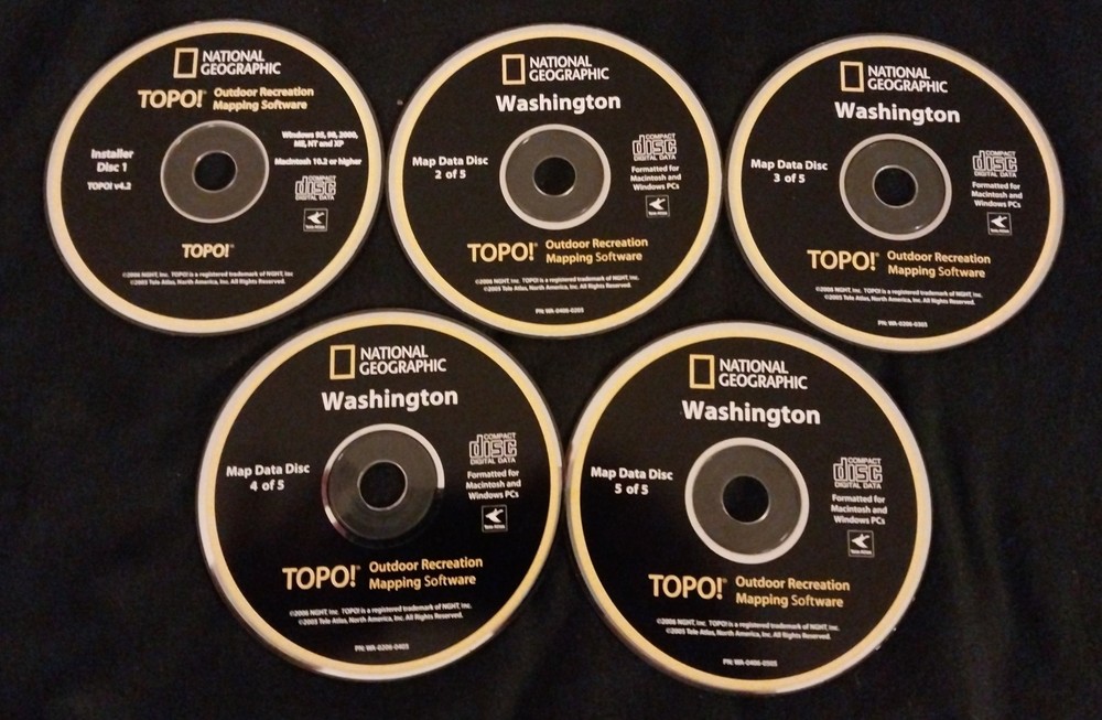 National Geographic Topo! Outdoor Mapping Software - Washington - 5 CD Set