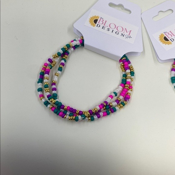 Stackable Multicolor Stretch Seed Bead Bracelets 3 pack Set Birthday Sprinkles