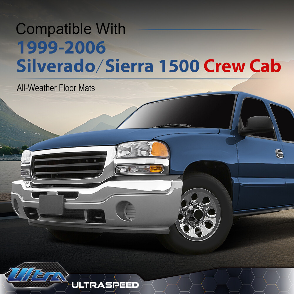 Floor Mats TPE Liners Fit For 1999-2007 Chevy Silverado/GMC Sierra Crew Cab