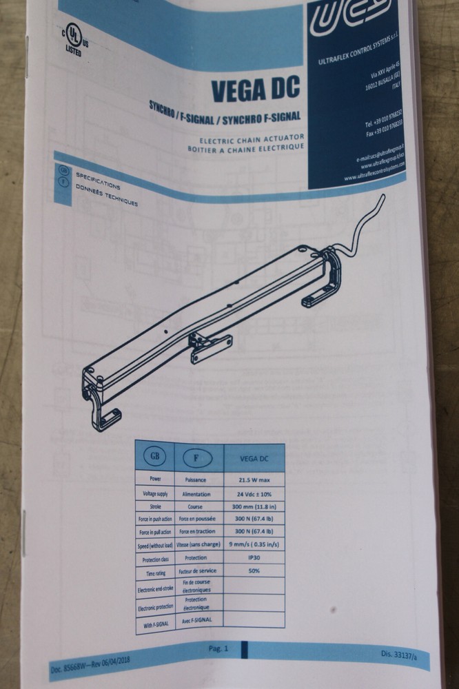 UCS Ultraflex Control Systems 41378SUL VEGA SYNCRO WINDOW ACTUATOR