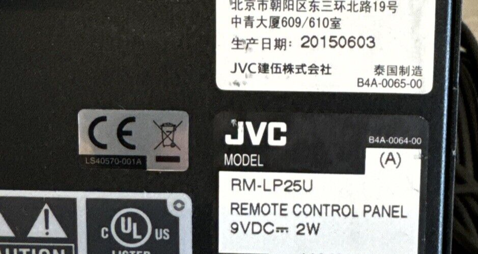 JVC RM-LP25U Camera Remote Control Unit Panel