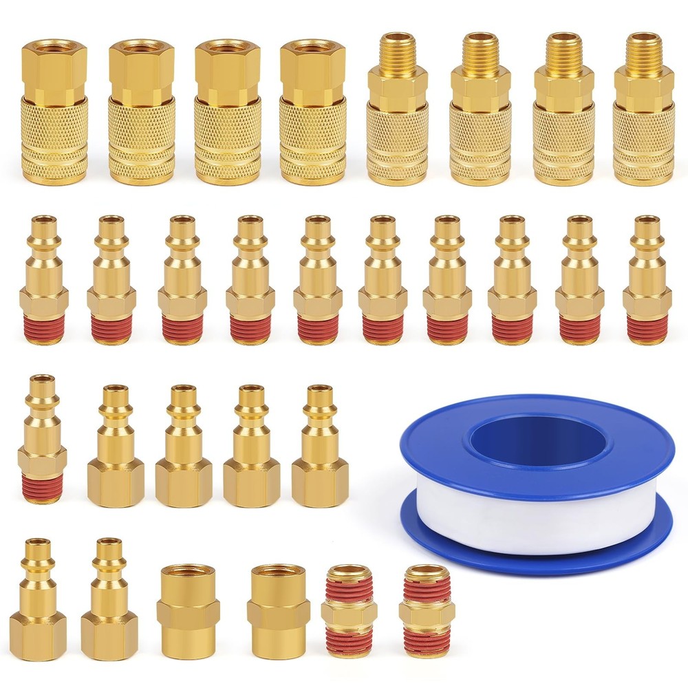 Industrial Air Coupling 30Pieces,1/4" Hose Barb, 1/4" Basic Flow Quick Connec...