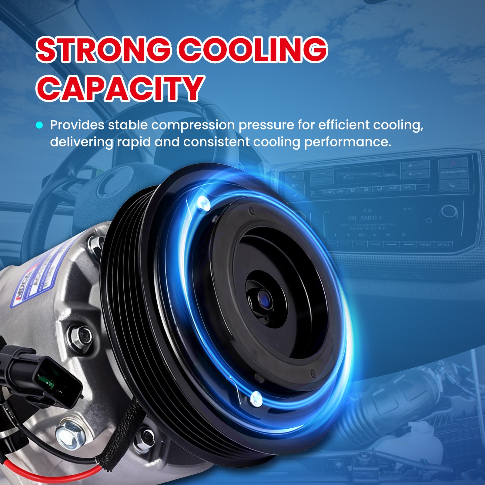 A/C Compressor for Ford F-250 F-350 F-450 F-550 Super Duty 7.3L Mercury Cougar