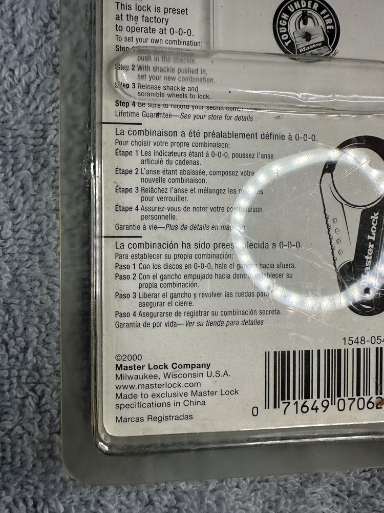 New Master Lock Combination Backpack Lock