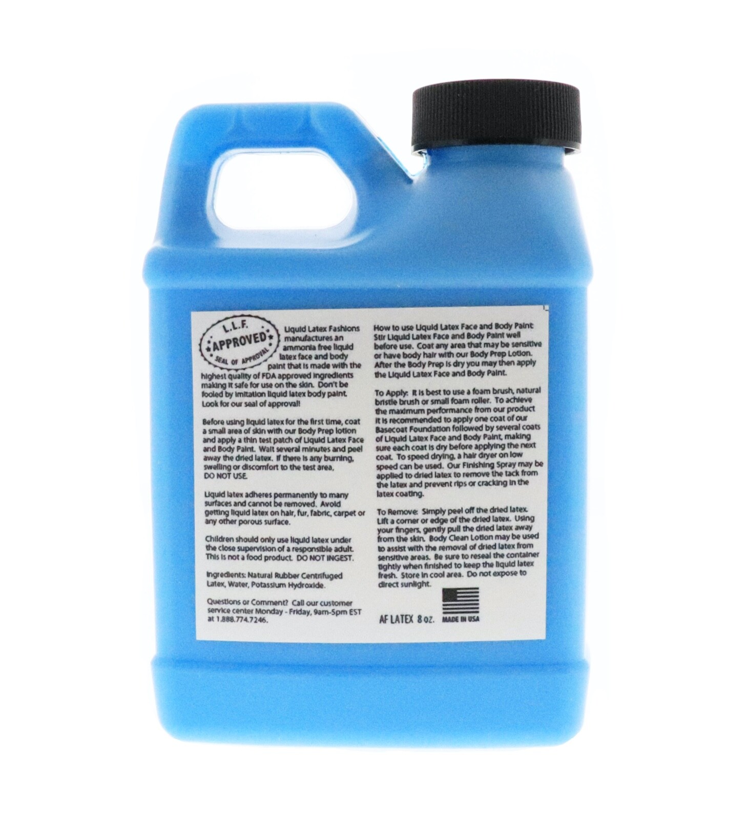 Neon Blue Liquid Latex Body and Face Paint 8oz GLOWS UNDER BLACK LIGHT!