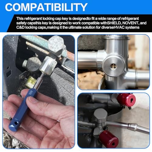 Universal Refrigerant Locking Cap Key 2 Pack – HVAC Tool Kit for AC 2Pcs