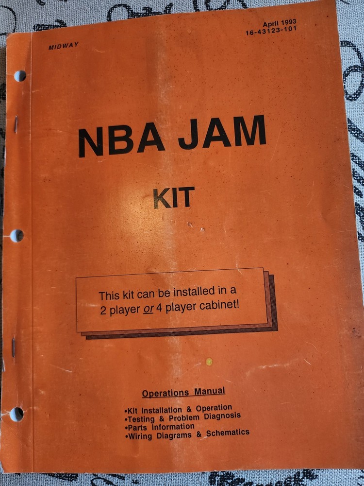 NBA JAM Manual & Tournament Paperwork Arcade Midway
