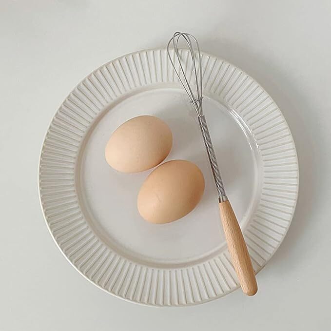 3Pcs Whisk With Solid Wood Handle Kitchen Mini Stainless Steel Egg Beater