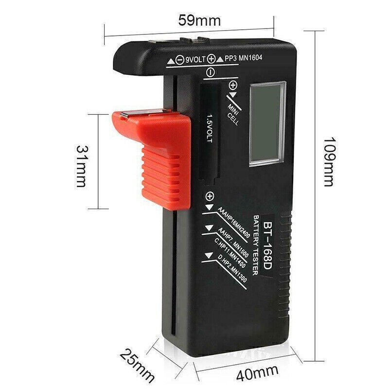 Universal BT-168D Digital Battery Tester Checker for AA AAA C D 9V Button Cell