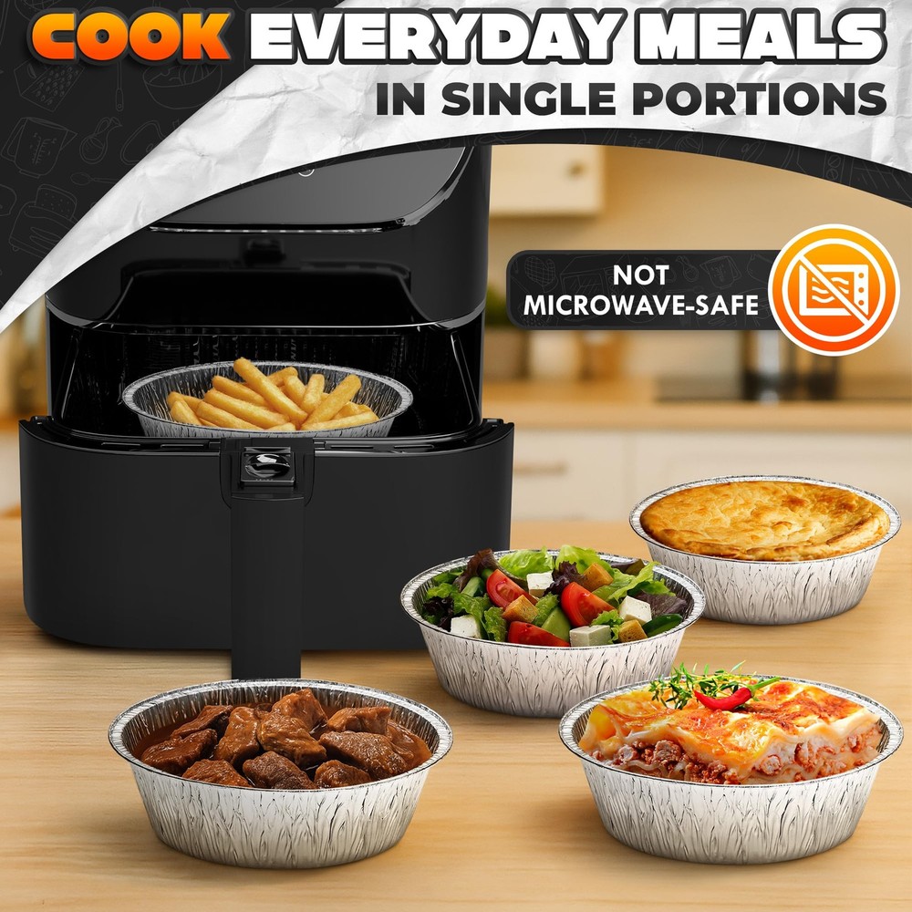 Round Foil Cake Pans â€“ 50 Pack 6" Reusable Aluminum Baking Pans | Stackable