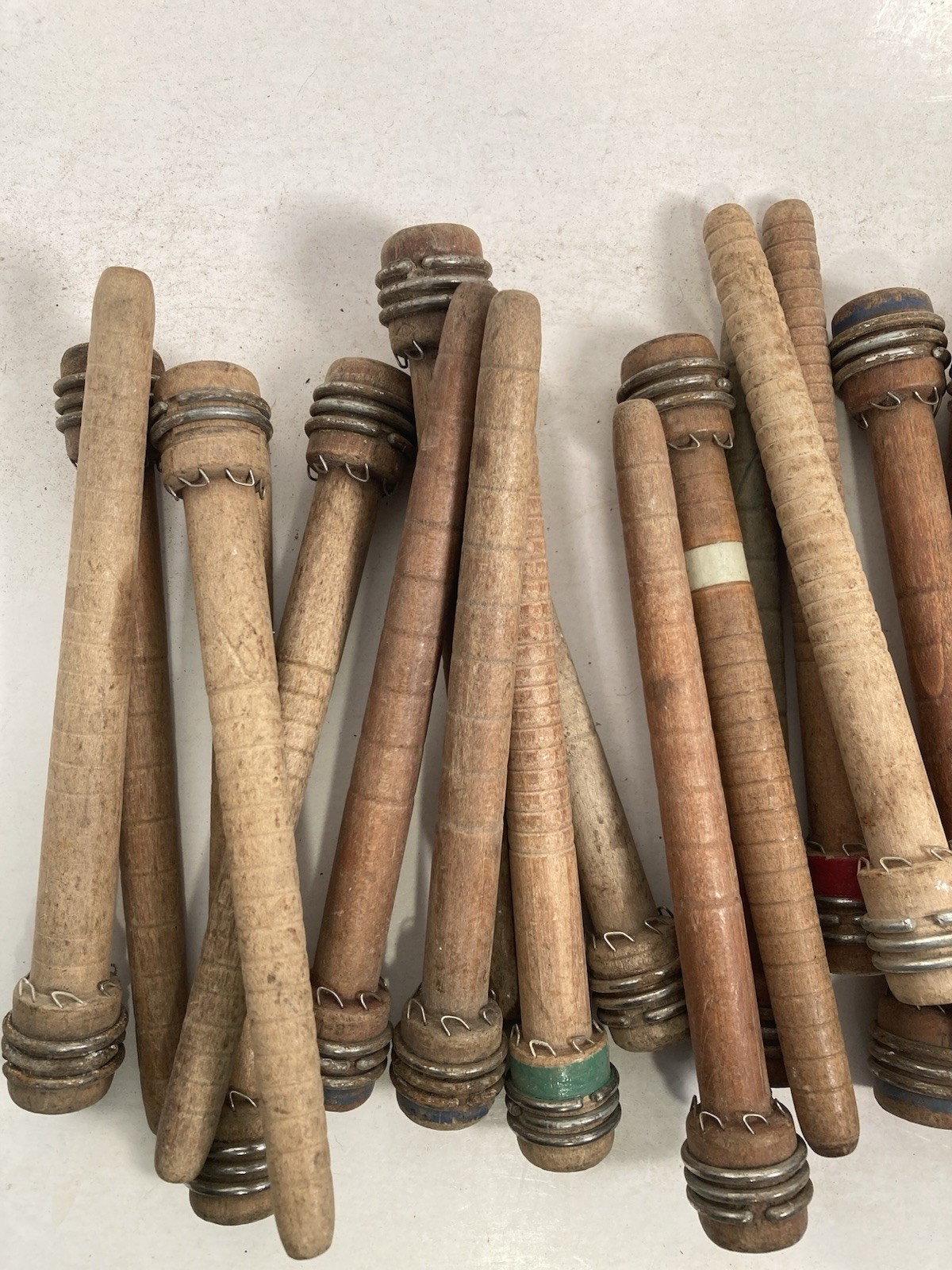 Wood Bobbins Wood Quills Vintage Factory Reclaimed Industrial 7 3/8", lot of 30