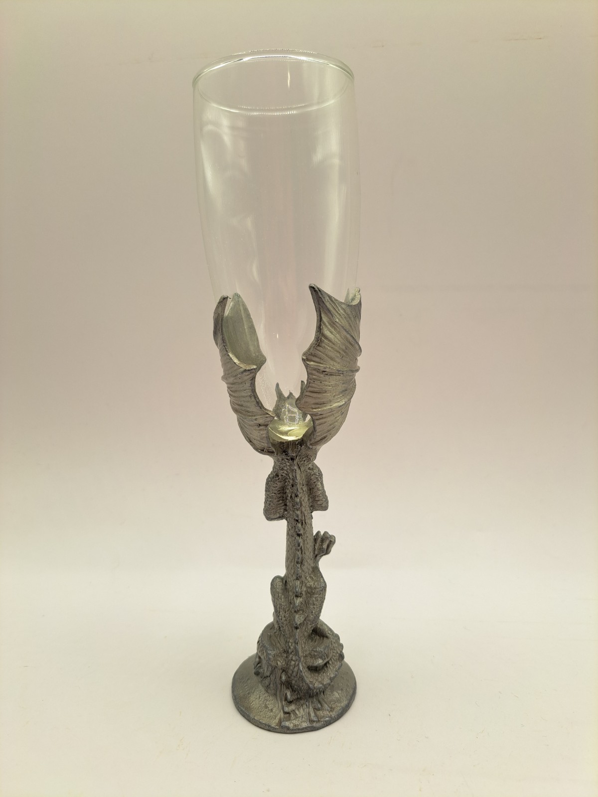 Pewter Dragon Champagne Glass Handcrafted 8"