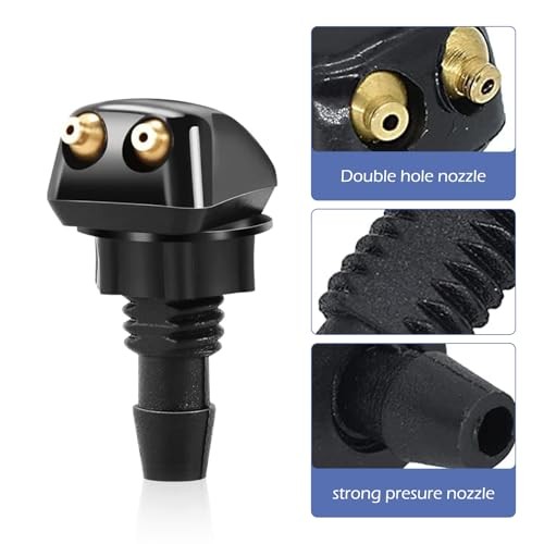 2 PCS Car Front Windshield Nozzle, Double Hole Straight Pillar Adjustable Fan