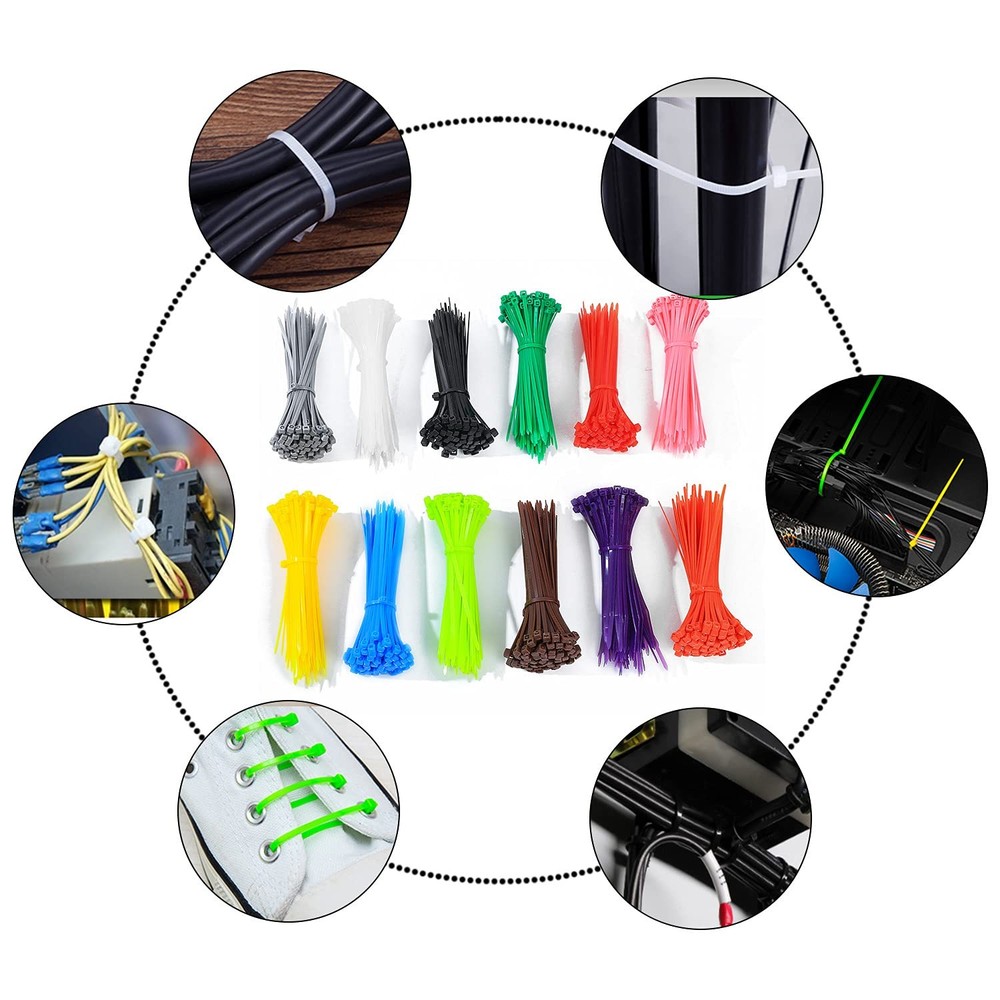 Multicolor Nylon Zip Ties Self Locking Cable Ties Pack