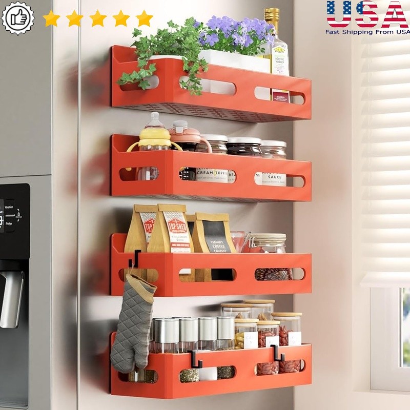 Magnetic Spice Rack Storage Organizer Refrigerator Space Saving Kitchen Solution
