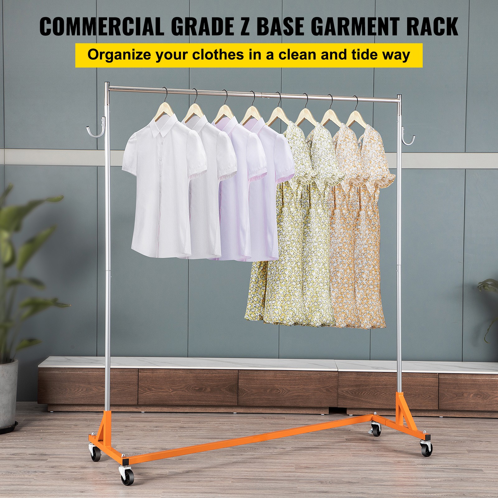 VEVOR Z-Truck Clothing Rack Rolling Garment Z Rack Lockable Casters Heavy-duty