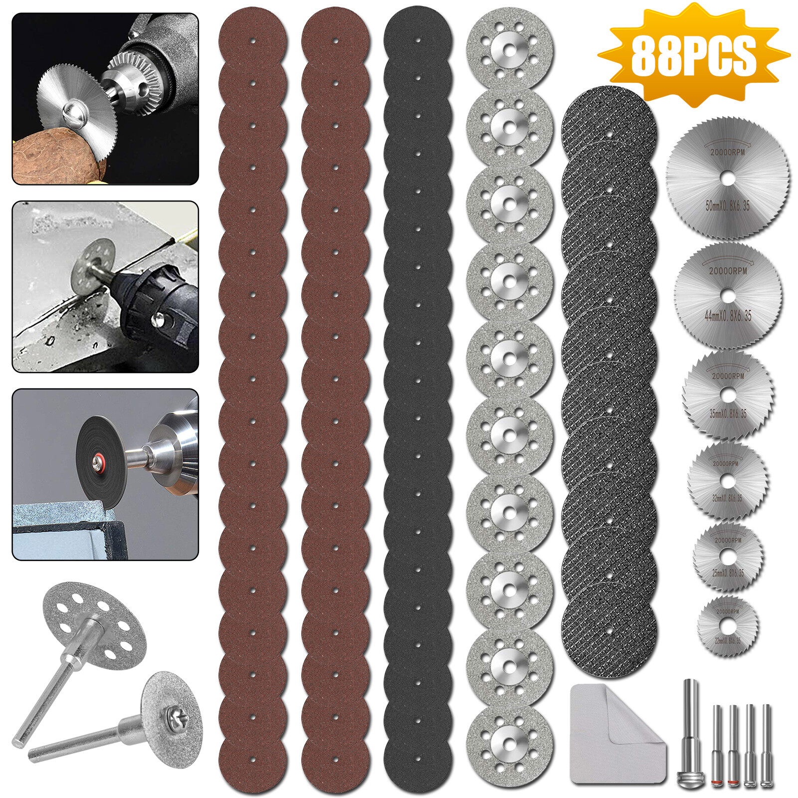 88x Diamond Cutting Wheel For Dremel Rotary Tool Die Grinder Metal Cut Off Disc