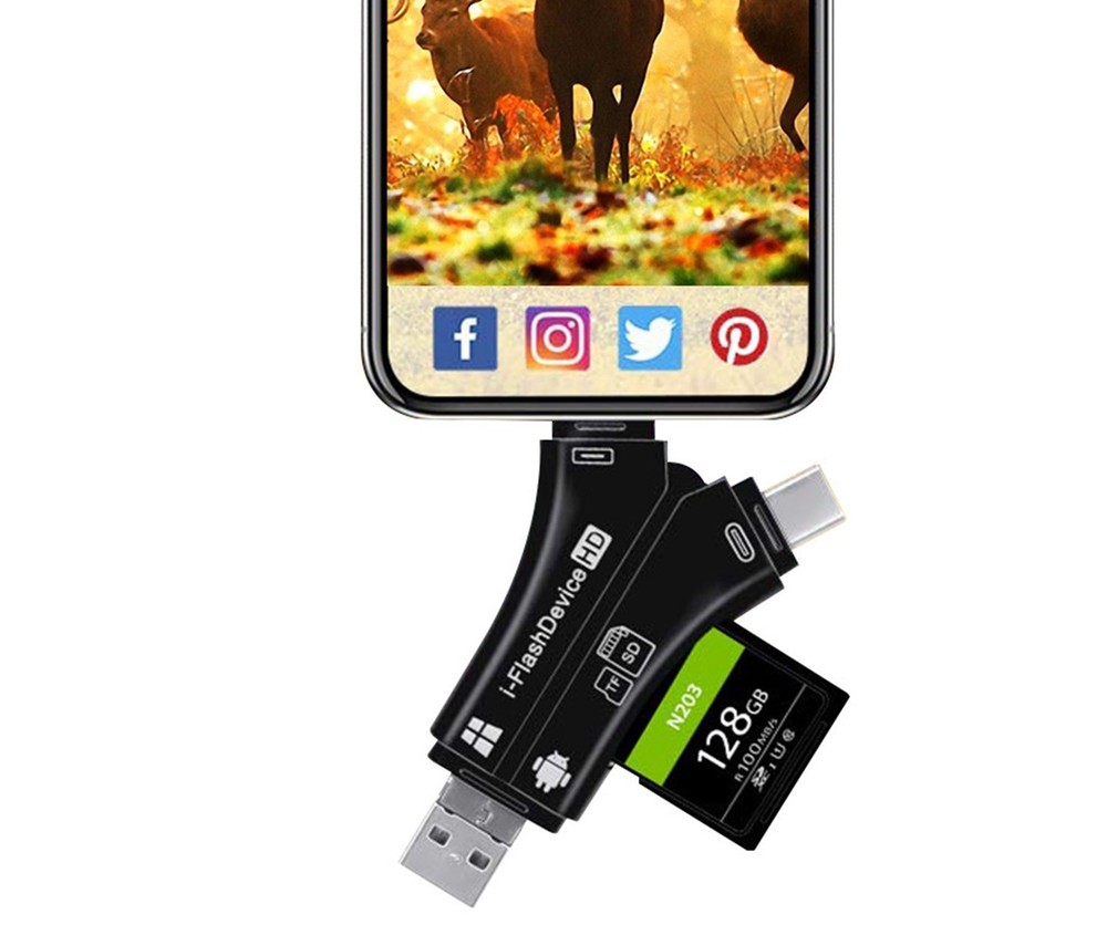 SD Card Reader for iPhone Android USB-C Memory Card Adapter Trail Camera Viewer