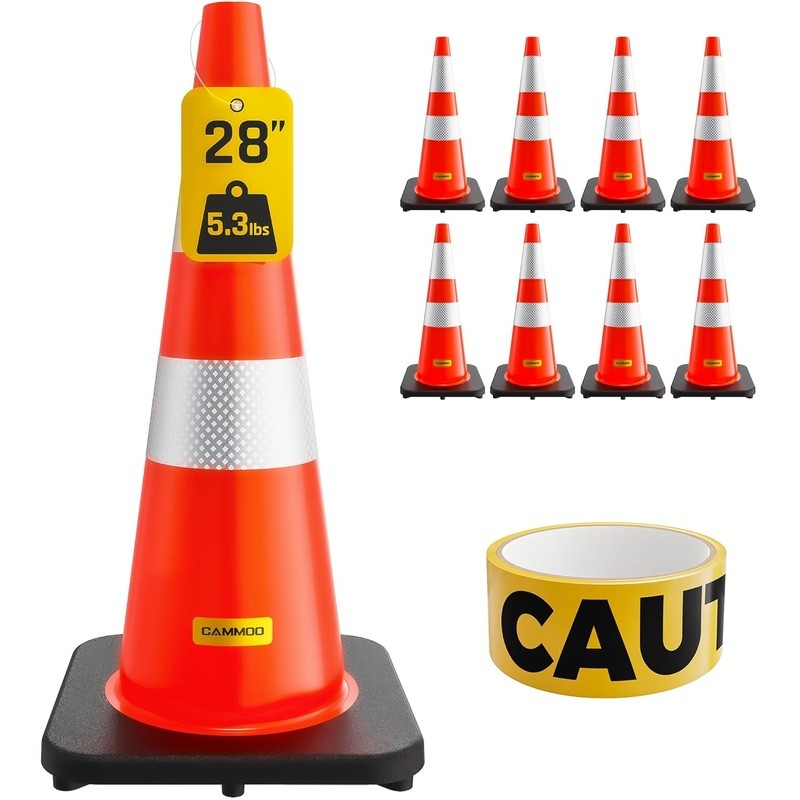 PVC Traffic Cones Reflective Collars Durable Stackable Weather Resistant Safety