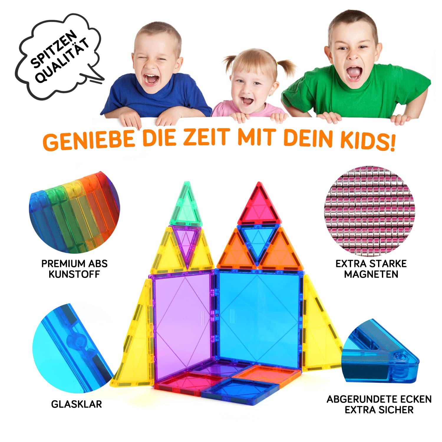 100 Pcs Magna Tiles Clear Colors Magnetic Building Toy Magnet Blocks Kids 3D