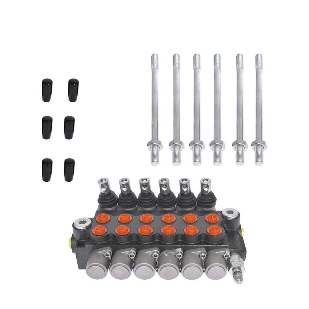 Hydraulic Control Valve Double Acting 6 Spool 13 GPM 3600 PSI SAE Ports New