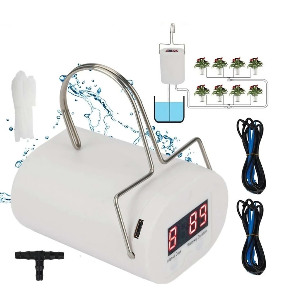 Programmable Automatic Watering System with Day and Second Settings for Pots
