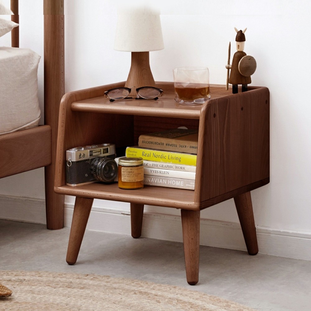 Modern Solid Wood Simple Nightstand Bedside Cabinet Side End Table with Storage