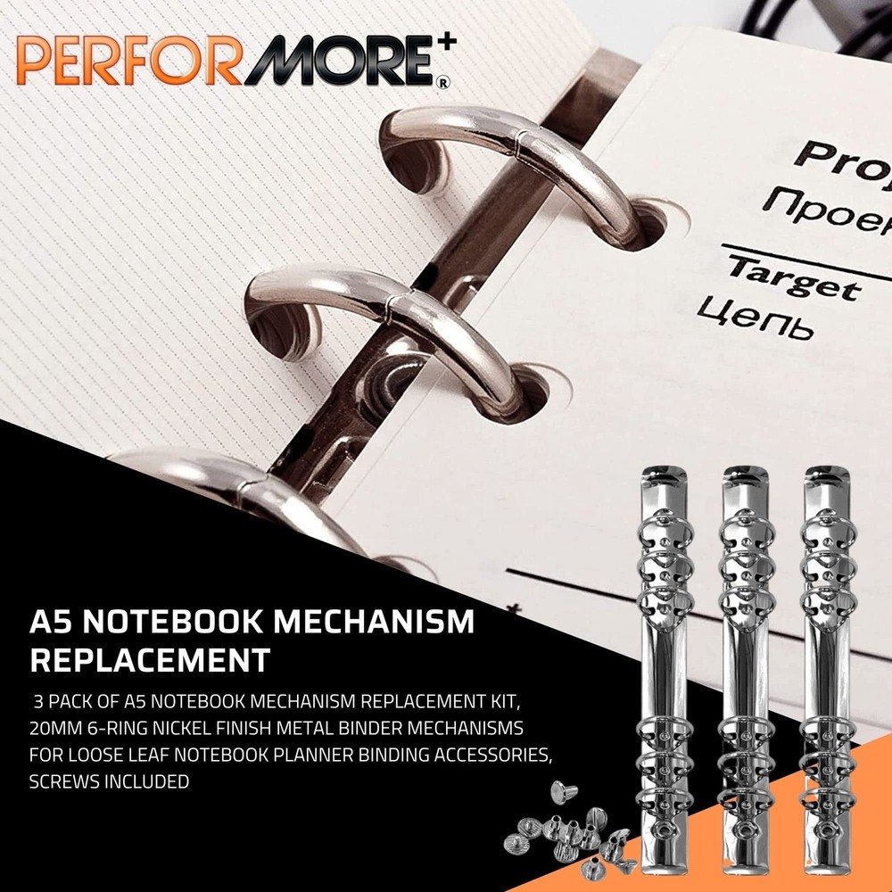3 Pack A5 6-Ring Binder Mechanism 20mm Metal Notebook Planner Replacement Kit