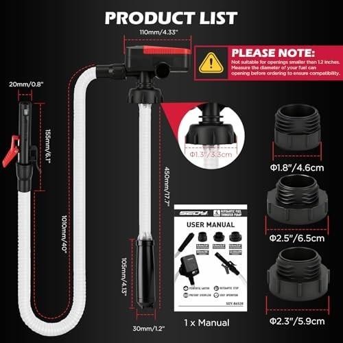 Automatic Fuel Transfer Pump with Auto-stop Sensor(3.2 Gpm), Battery...