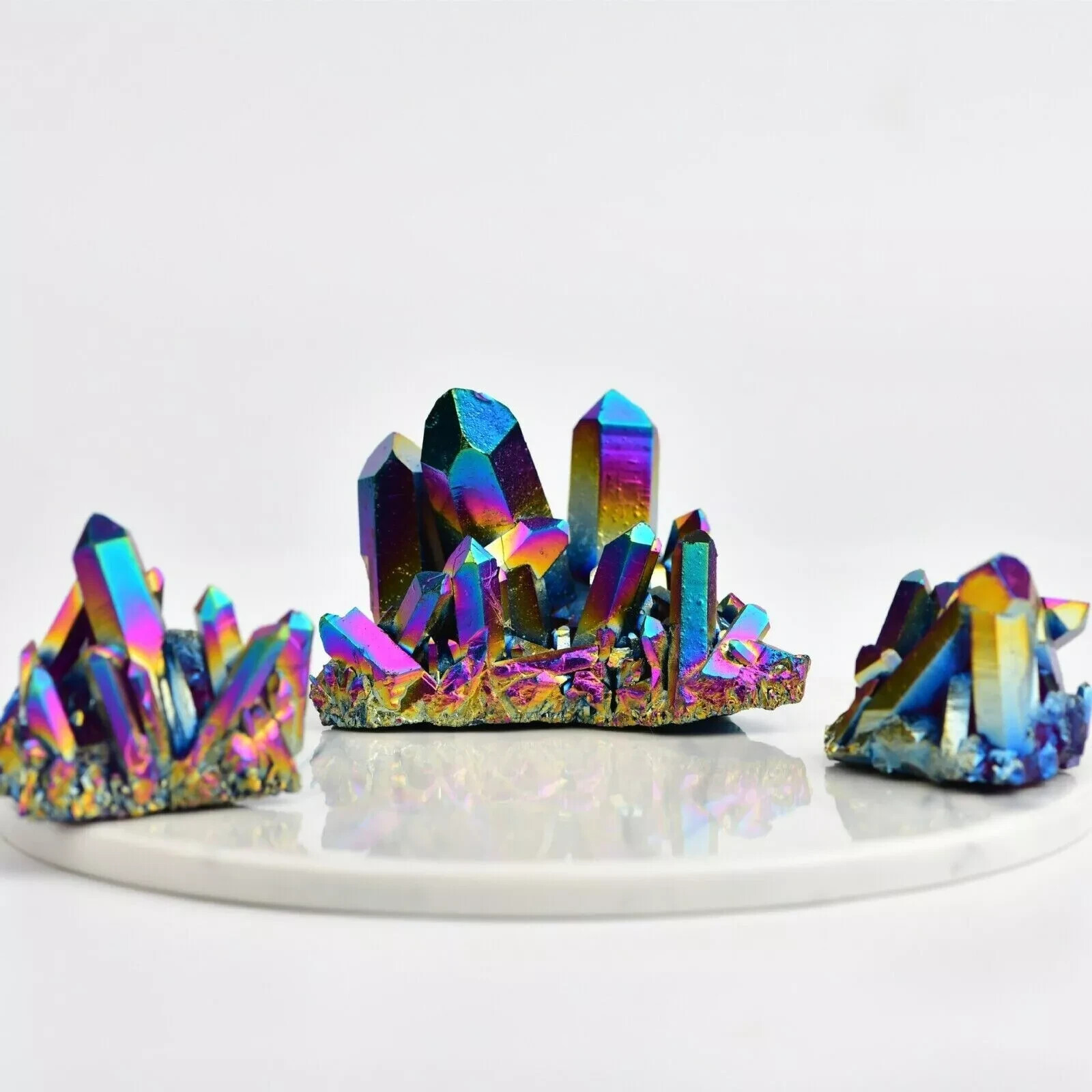 1pc Titanium Aura Rainbow Quartz Crystal Multicolor Cluster Healing Home Decor