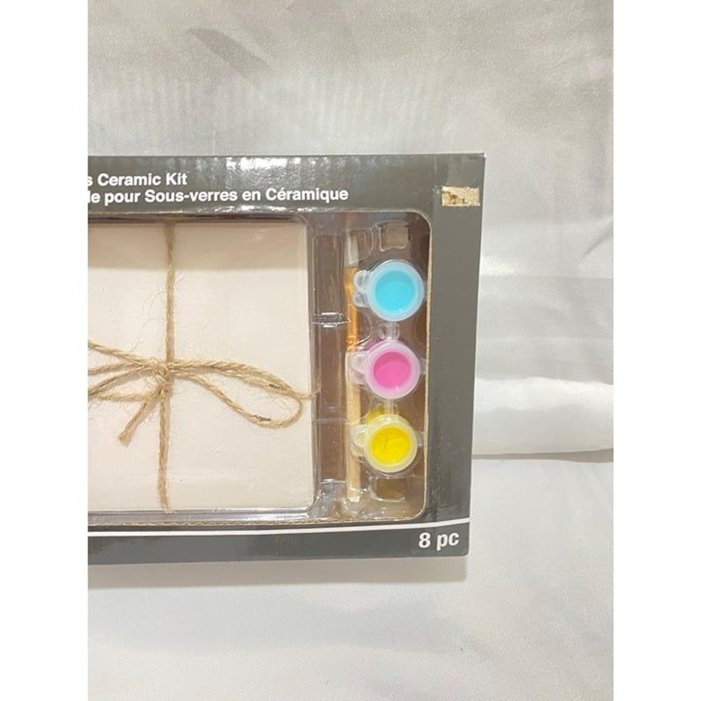 ArtMinds Ceramic Coaster Kit 8 Piece DIY Paintable