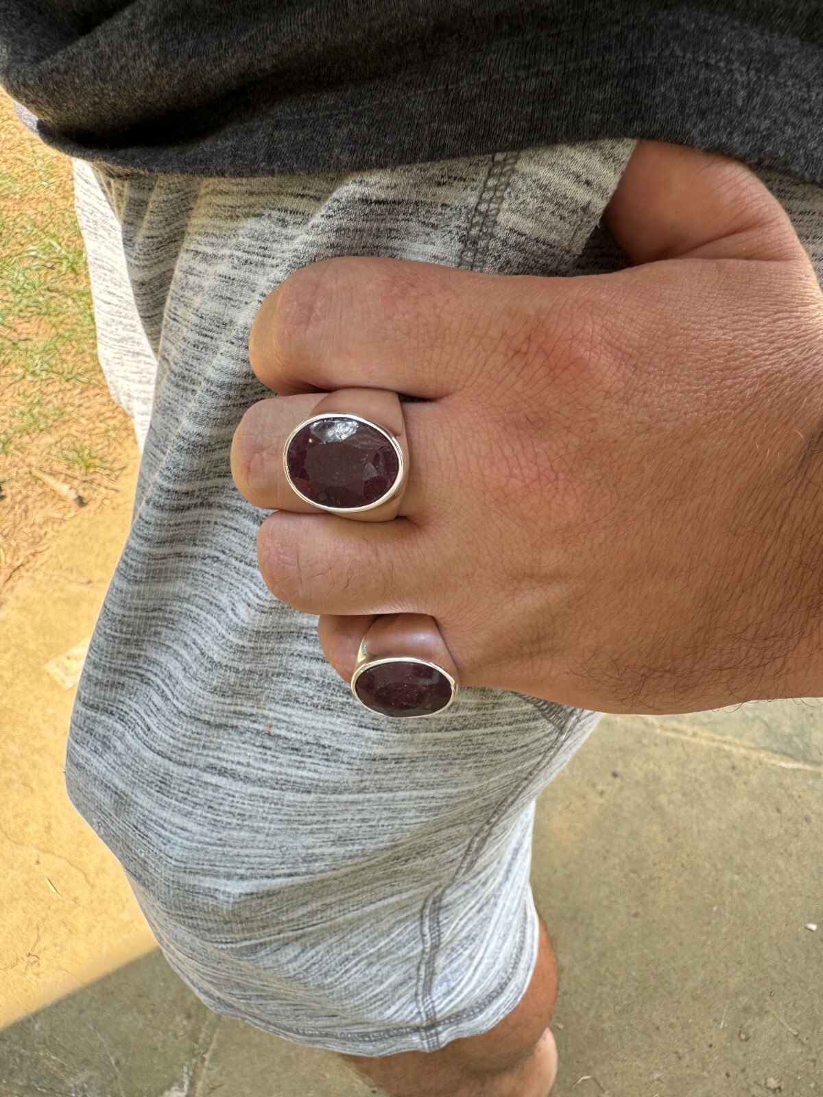 Large 18ct Genuine Ruby Mens Real Solid 925 Sterling Silver Oval Signet Ring