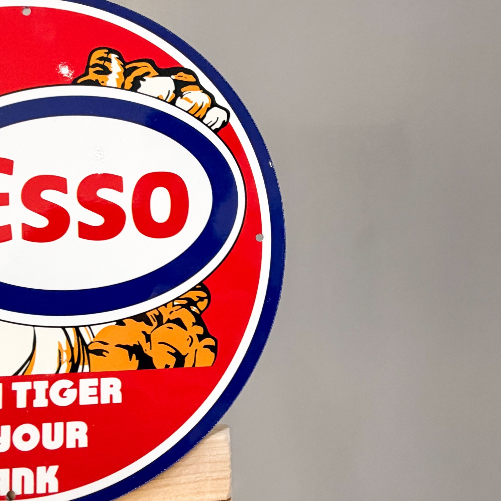 Esso Vintage Metal Sign Set of 2 Happy Motoring Female & Tiger – 30 cm / 11.8”