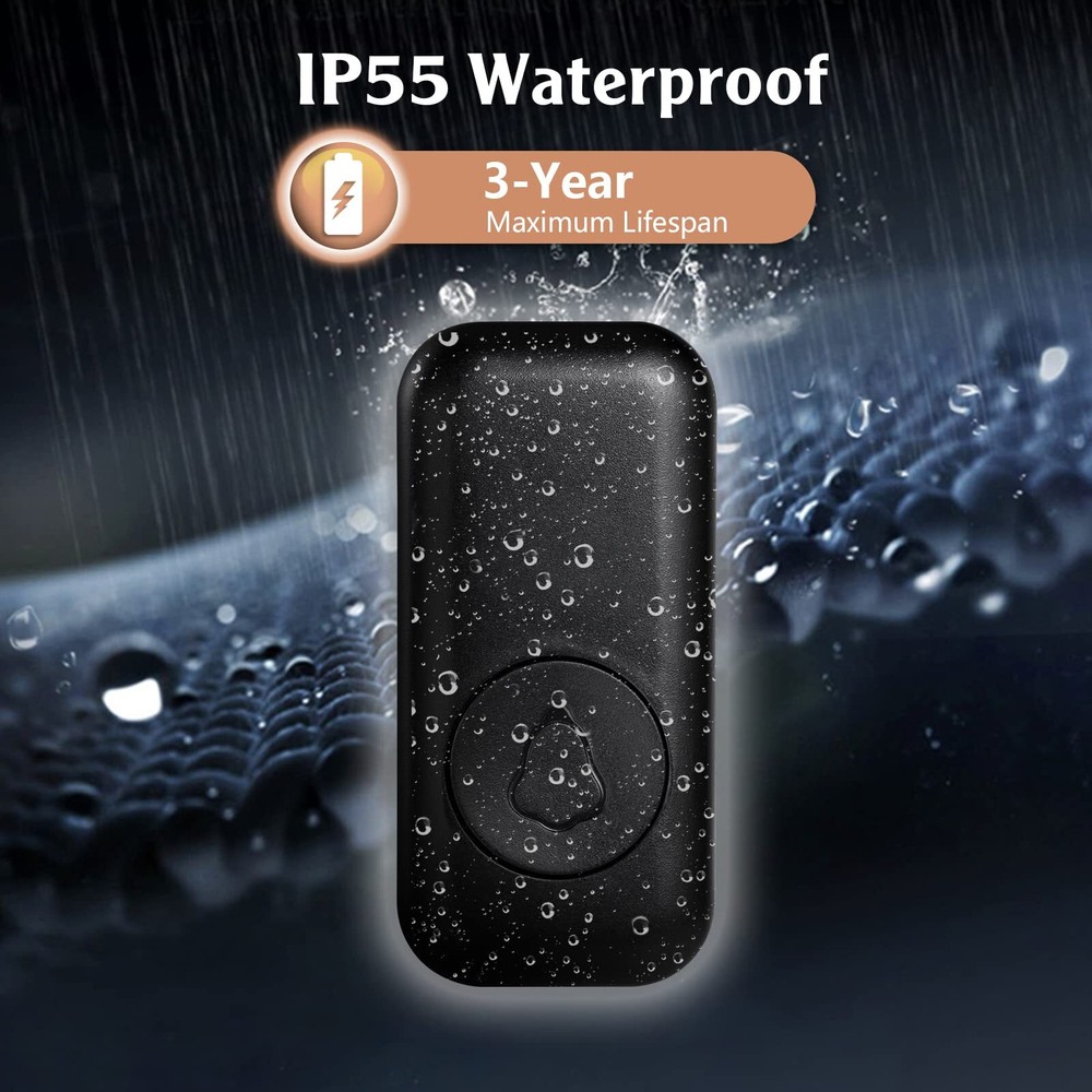 New Wireless Doorbell Chime Waterproof Plugin Receiver Adjustable Volume 1000FT