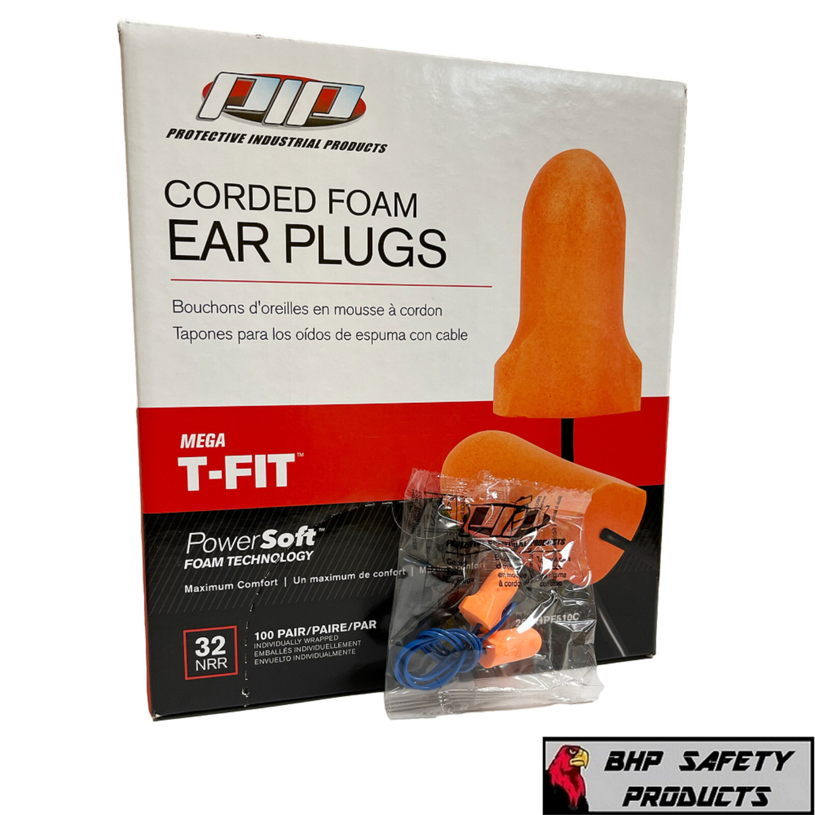 Ear Plugs Corded, Soft Orange Foam Sleep Travel Noise Shooting Earplugs NRR 32