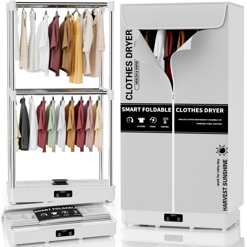 Clothes Dryer, Portable Foldable Drying Machine with Timer, Easy Carry Laundr...
