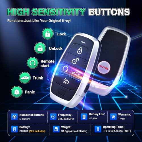 MaxiIM Blank Key, IKEYAT005BL, Programmable Universal Remote Fob 5-Button