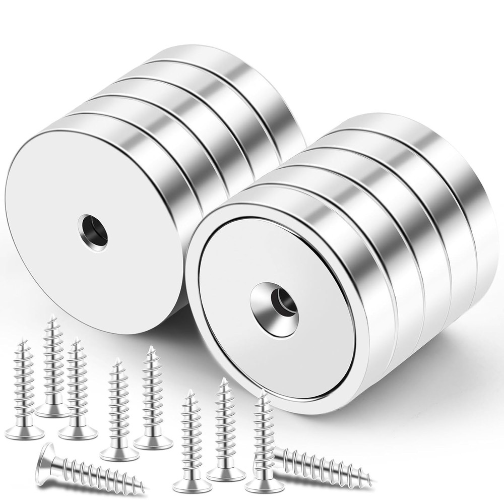 10-Pack Silver Neodymium Magnets, Each 150lb Pull Force - Ideal for Repairs